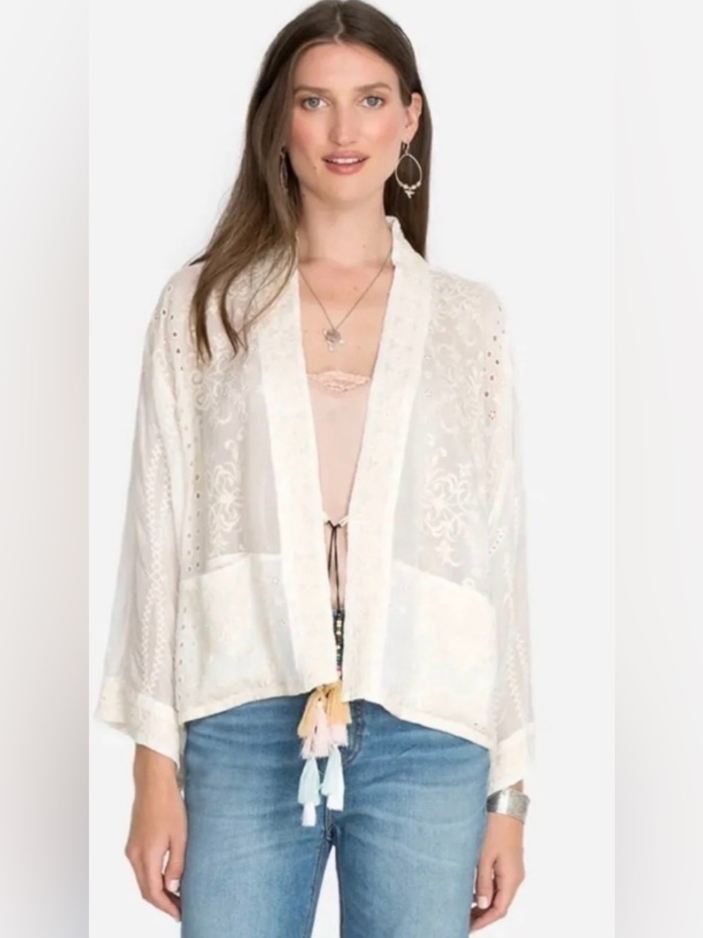 Johnny Was Embroidered Bohenian Kimono Sz S/M